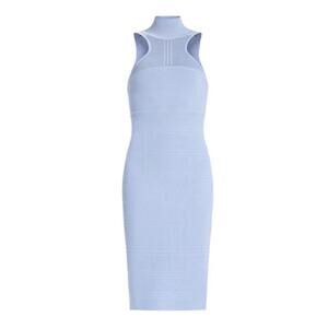 HERVÉ LÉGER Ottoman-Knit Shadow Stripe Midi-Dress - S